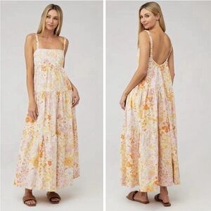 Free People Floral Maxi Dress in Pink and Orange